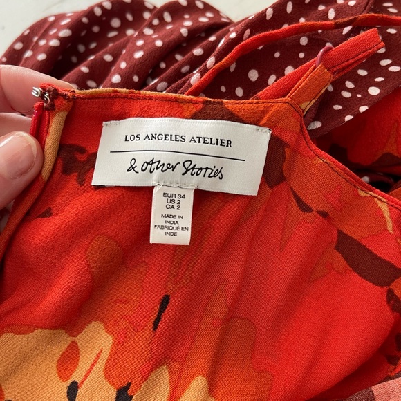 & Other Stories duo print midi dress, size: 2, 100% viscose - Picture 6 of 7